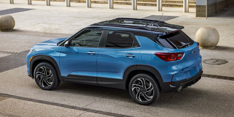 Blue SUV parked in city