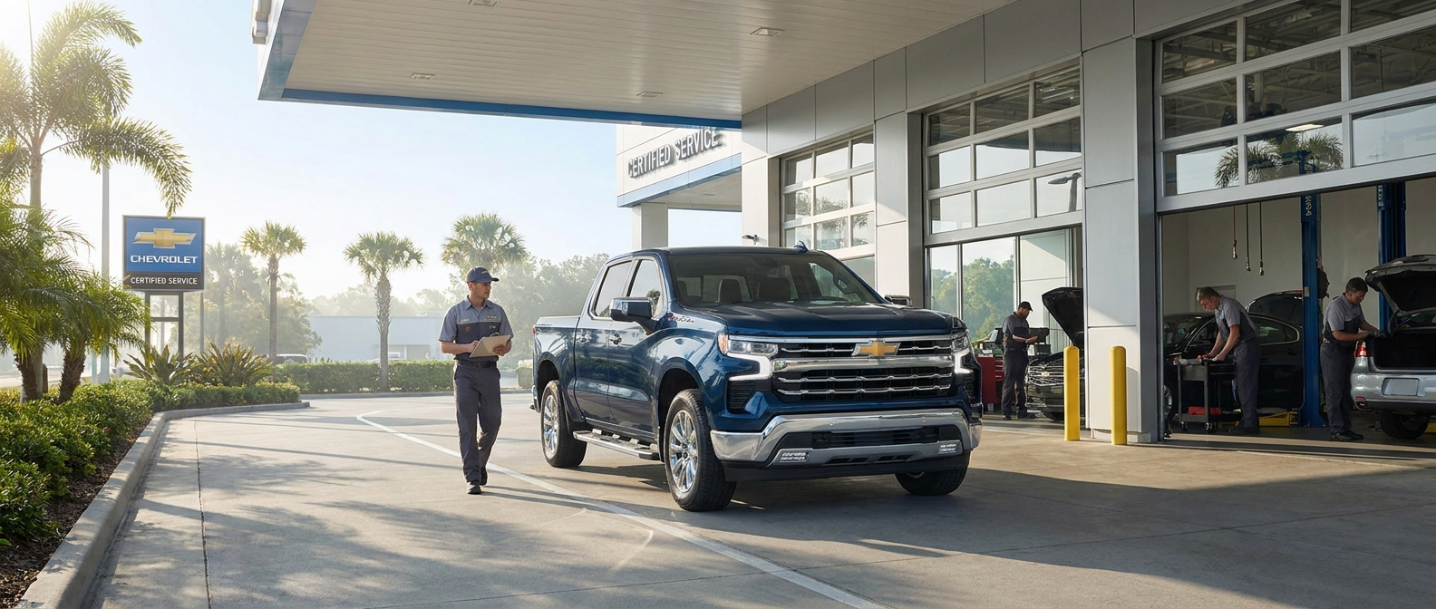 2026 Chevrolet Silverado 1500 at a Chevrolet service center ahead of Labor Day travel in Winnsboro, SC