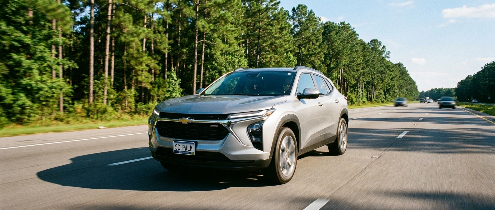 2026 Chevrolet Trailblazer on I-77 in South Carolina during a summer morning commute